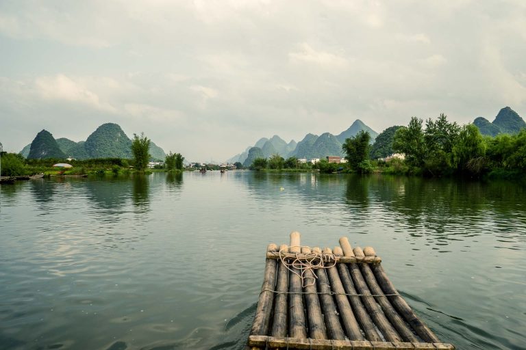 A raft on a river in China